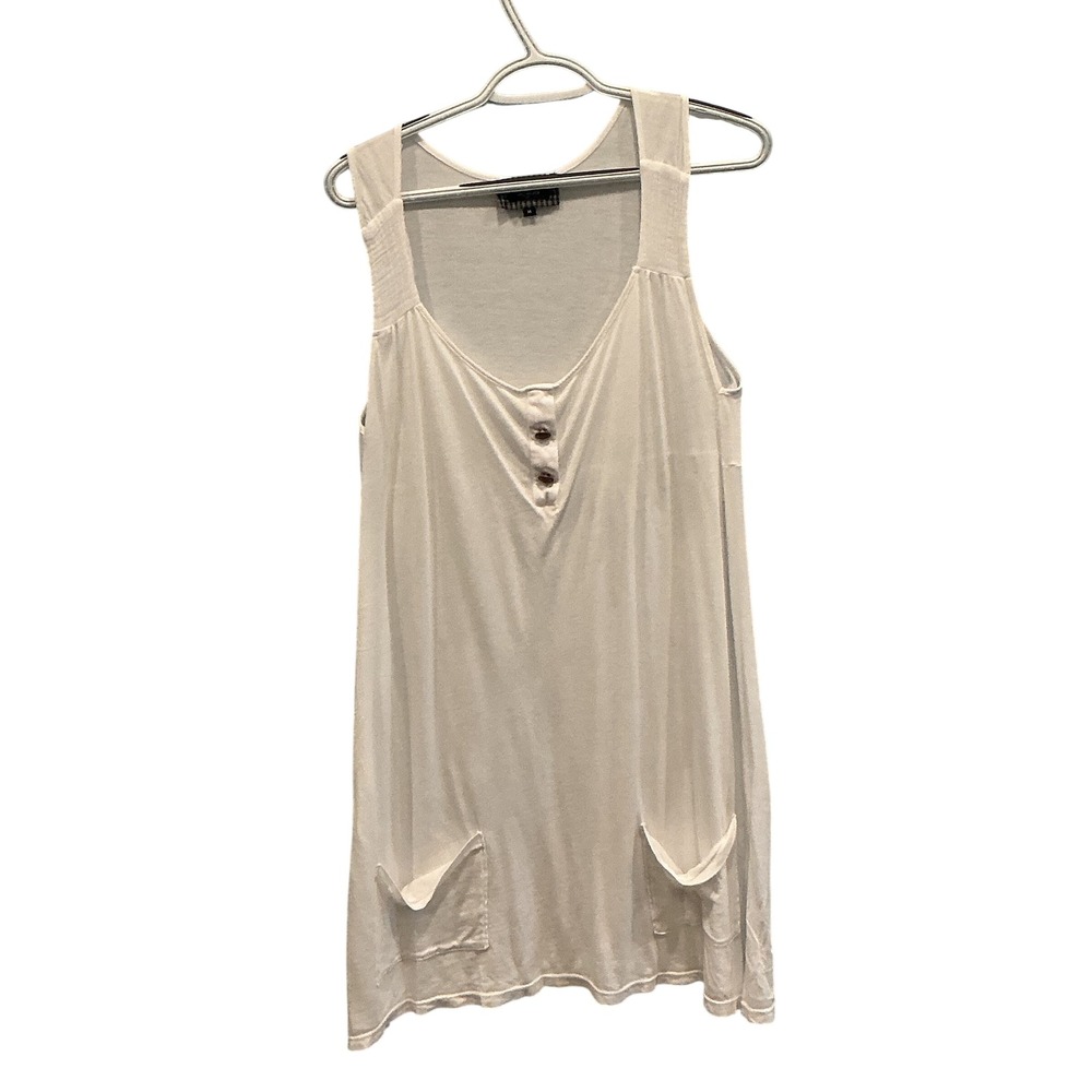 Rails Womens Cotton Muslin Tank Dress M White Chore Pocket Boho Beach Summer